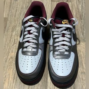 Nike Air Force 1 Bordeaux Dusty Gray / RED / Blk / Gold